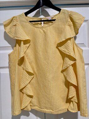 Joe Fresh x Jillian Harris Yellow Striped Ruffled Women's Top Size XL